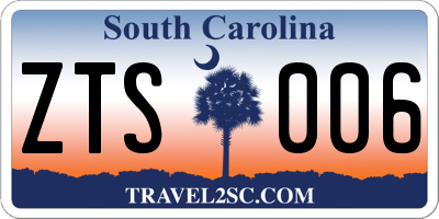 SC license plate ZTS006