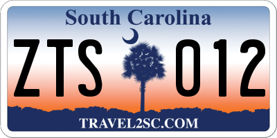 SC license plate ZTS012
