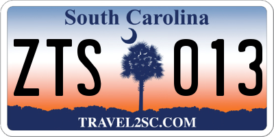 SC license plate ZTS013