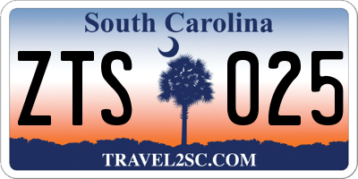 SC license plate ZTS025
