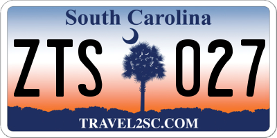 SC license plate ZTS027