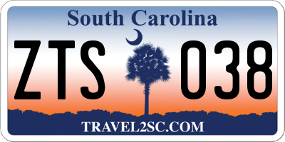 SC license plate ZTS038