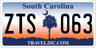 SC license plate ZTS063