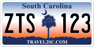 SC license plate ZTS123