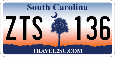 SC license plate ZTS136