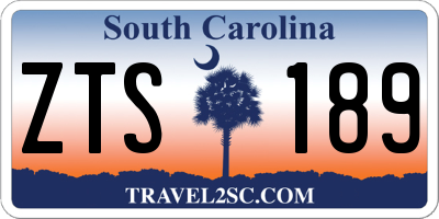 SC license plate ZTS189