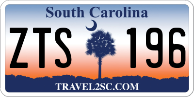 SC license plate ZTS196
