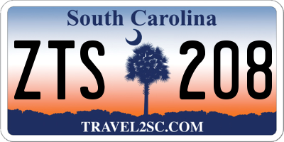SC license plate ZTS208