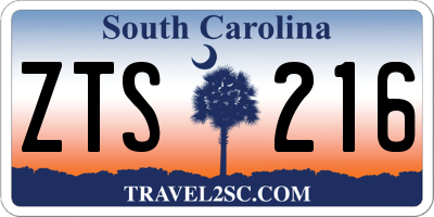 SC license plate ZTS216