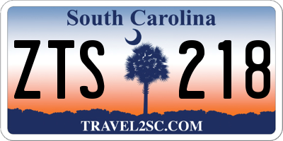 SC license plate ZTS218