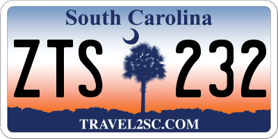 SC license plate ZTS232
