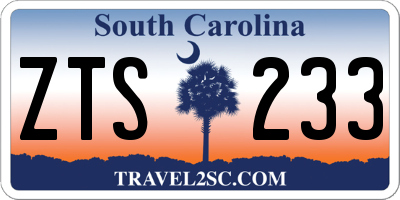 SC license plate ZTS233