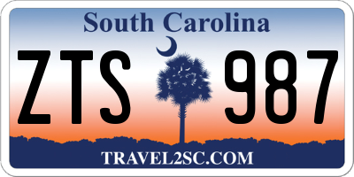 SC license plate ZTS987