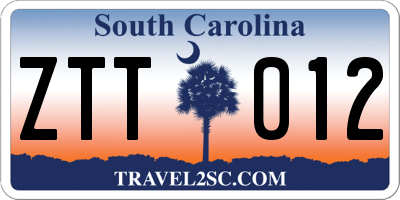 SC license plate ZTT012