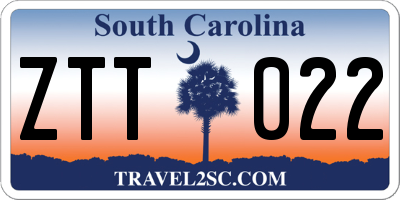 SC license plate ZTT022