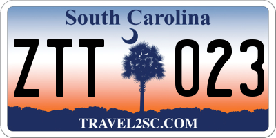 SC license plate ZTT023