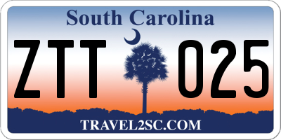 SC license plate ZTT025