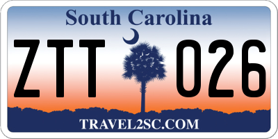 SC license plate ZTT026