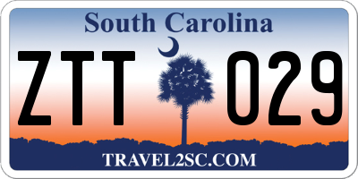SC license plate ZTT029