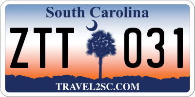 SC license plate ZTT031
