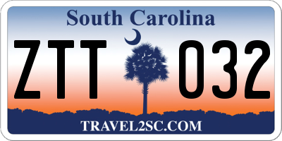 SC license plate ZTT032