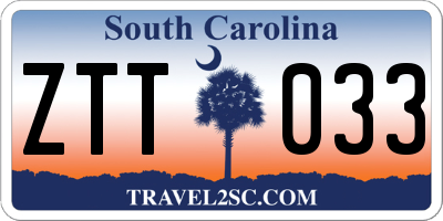 SC license plate ZTT033