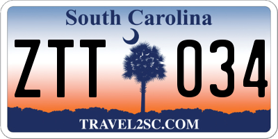 SC license plate ZTT034