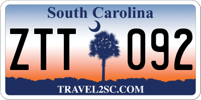 SC license plate ZTT092