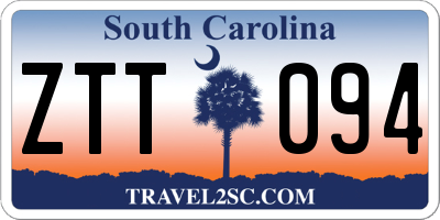 SC license plate ZTT094