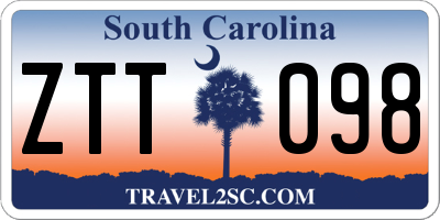 SC license plate ZTT098