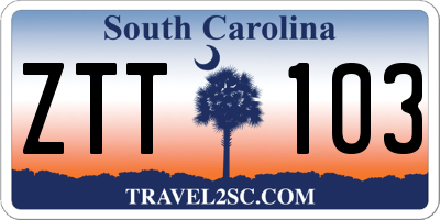 SC license plate ZTT103