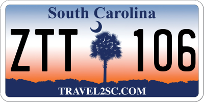 SC license plate ZTT106