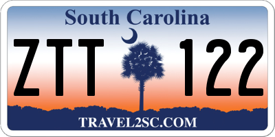 SC license plate ZTT122