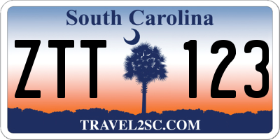 SC license plate ZTT123