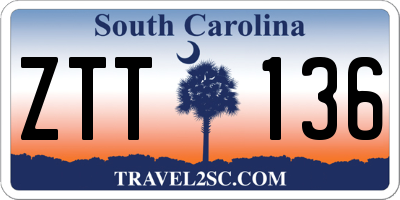 SC license plate ZTT136