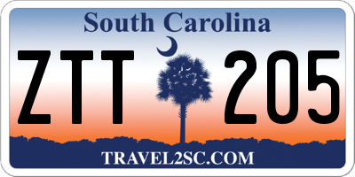 SC license plate ZTT205