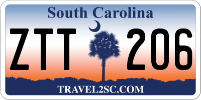 SC license plate ZTT206