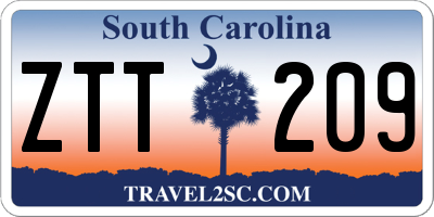SC license plate ZTT209