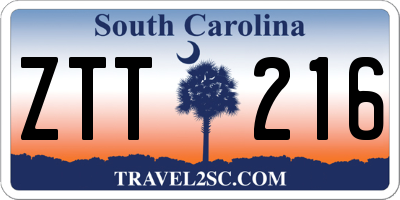 SC license plate ZTT216