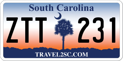 SC license plate ZTT231