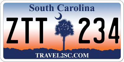 SC license plate ZTT234