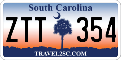 SC license plate ZTT354