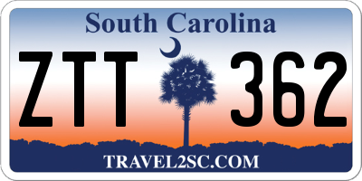 SC license plate ZTT362