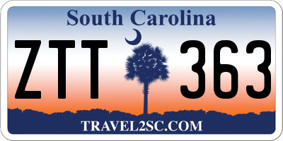 SC license plate ZTT363