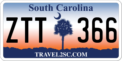 SC license plate ZTT366