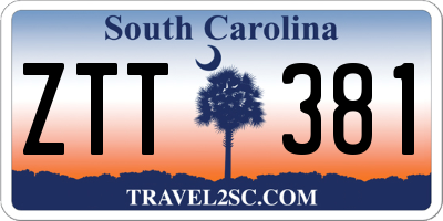 SC license plate ZTT381