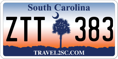 SC license plate ZTT383