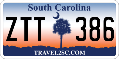 SC license plate ZTT386