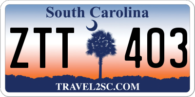 SC license plate ZTT403