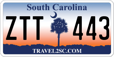 SC license plate ZTT443